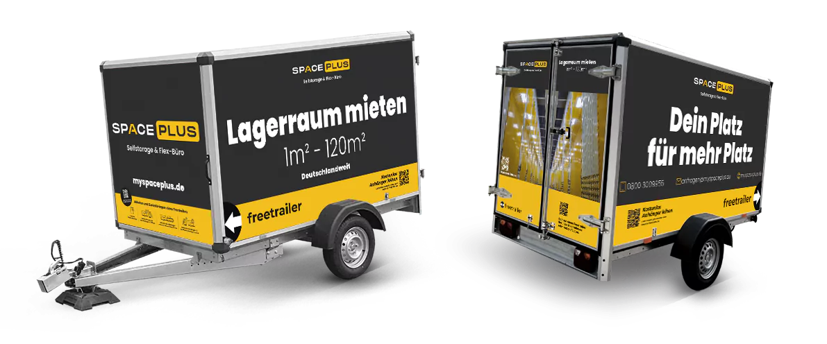 Einen Anhänger mieten – Die Kofferanhänger am Space Plus Standort