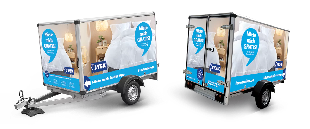 Du kannst unsere JYSK Koffer-Anhänger in der Freetrailer-App mieten