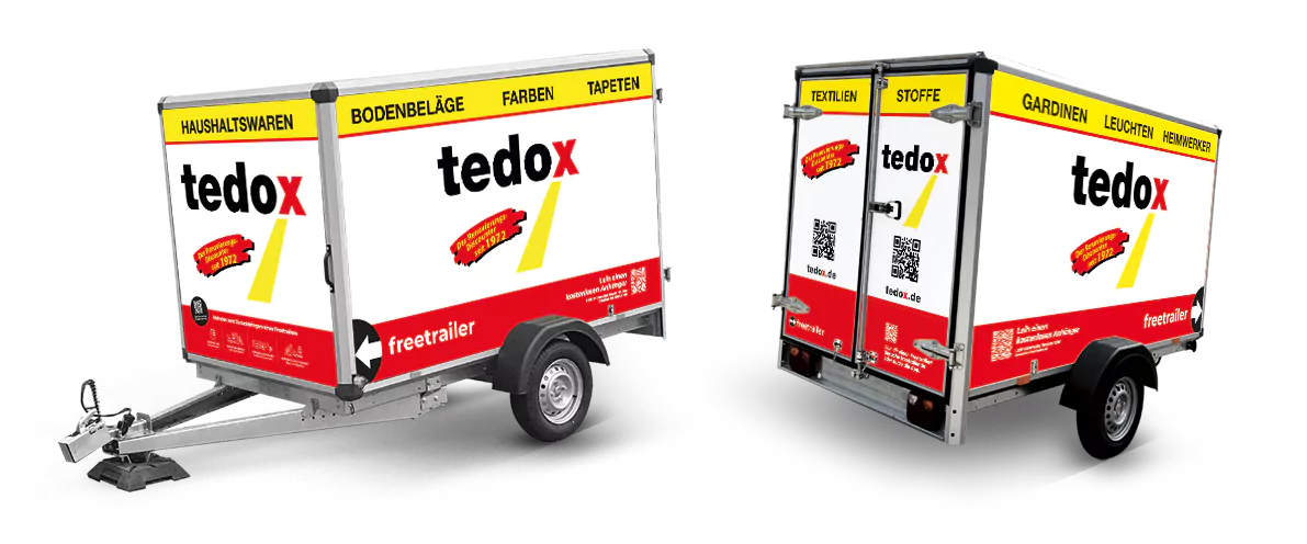 Ab jetzt kannst du diese Anhänger an ausgewählten tedox Geschäften leihen