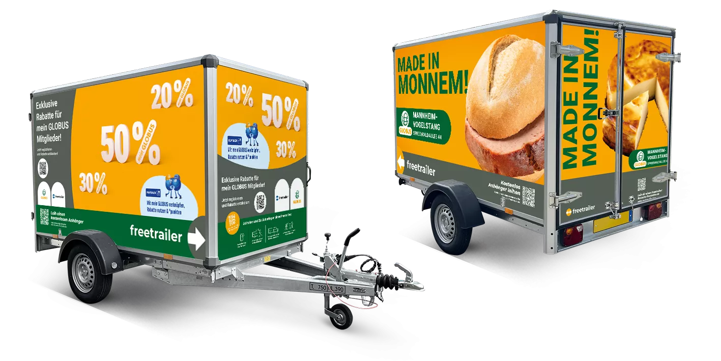 Drei dieser Anhänger kannst du ab jetzt kostenlos bei GLOBUS mieten